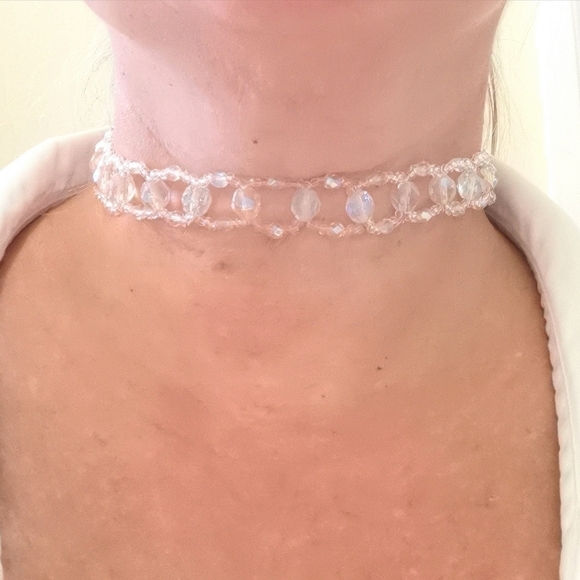 Clear Crystal Choker Necklace New - Picture 4 of 4